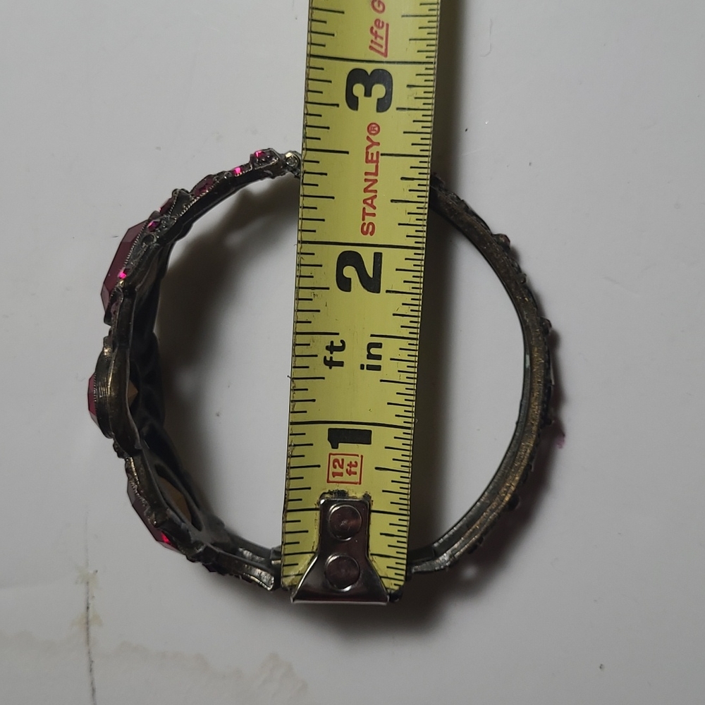 Vtg Ruby Crystal Red Bangle Bracelet - image 6
